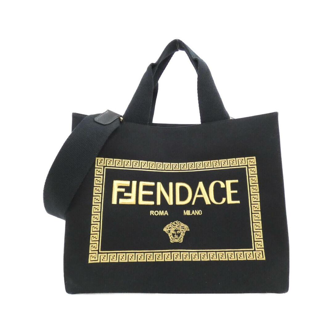 フェンディ FENDI 2WAYトートバッグ FENDI×VERSACE 8BH395 ブラック キャンパス レディース トートバッグ