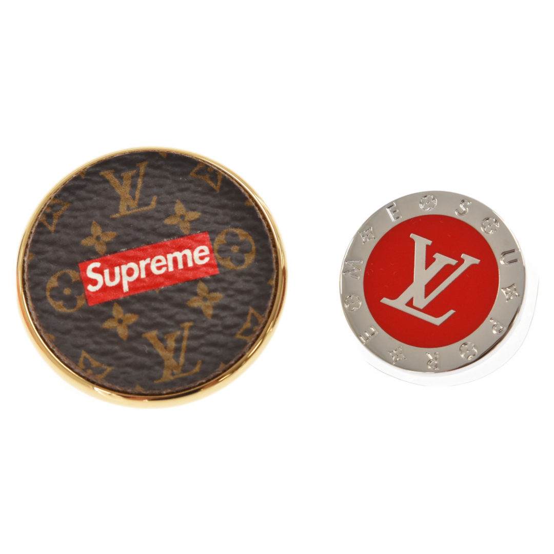 SUPREME シュプリーム ×LOUIS VUITTON City Badge Set Of Broochies モノグラム バッジ ブローチ ブラウン/レッド MP2076/RM0157