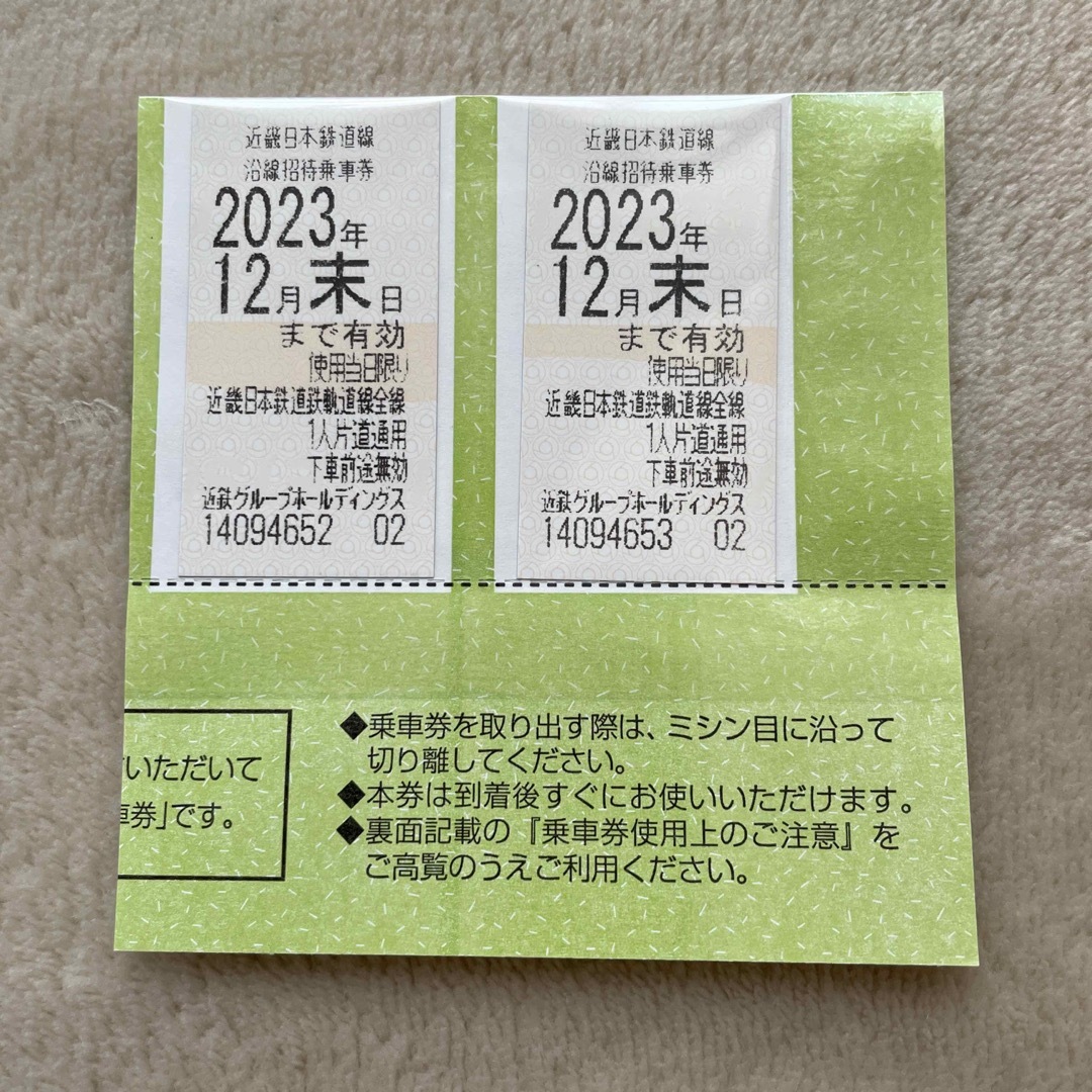 ⑩近鉄日本鉄道　株主優待乗車券　2枚セット