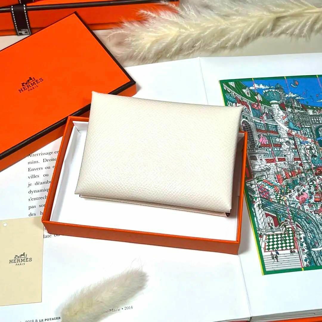 全3色/黒/赤/ベージュ HERMES カルヴィ デュオ ミニ財布 カードケース