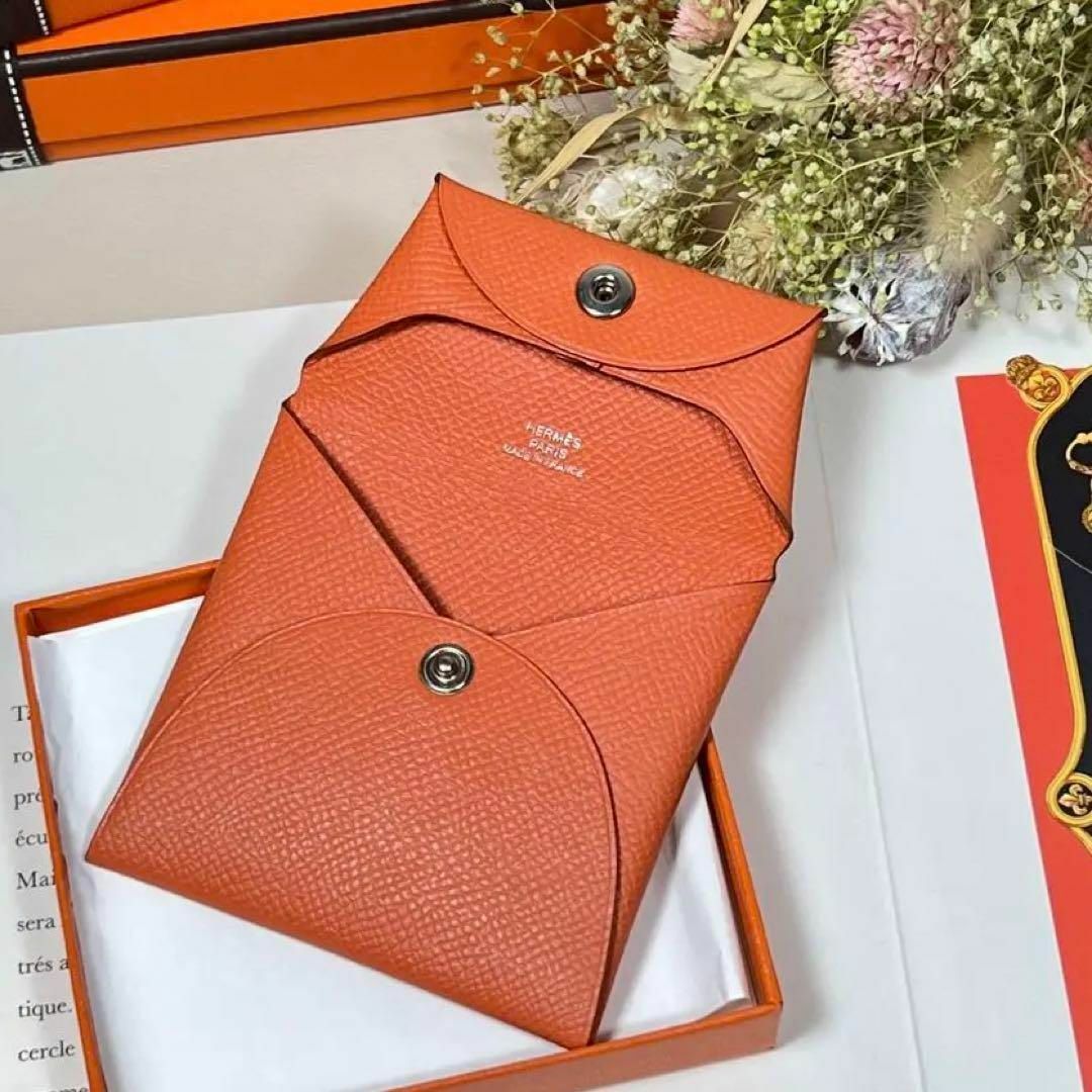 ブティック HERMES バスティア オレンジ コインケース ミニ財布 □O