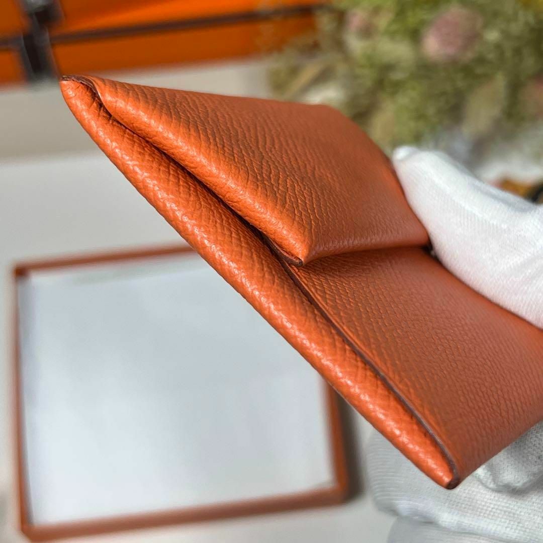 ブティック HERMES バスティア オレンジ コインケース ミニ財布 □O
