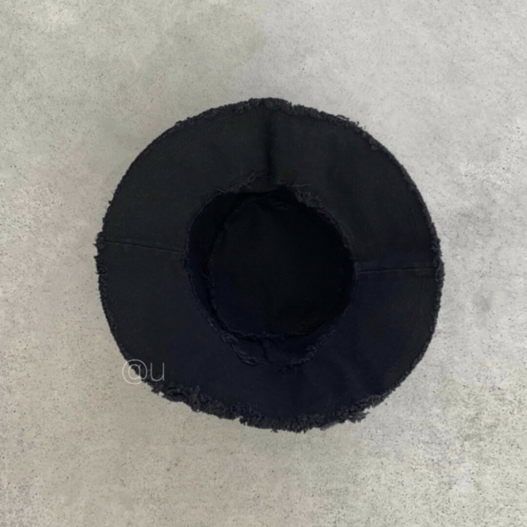 フリンジ フレア ハット ブラック レディース つば広 帽子 エクリュ 帽子 ◯ レディースの帽子(ニット帽/ビーニー)の商品写真