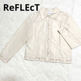 リフレクト(ReFLEcT)のリフレクト　刺繍　フラワー　薄手ジャケット　オフホワイト　生成色　アイボリー(ノーカラージャケット)