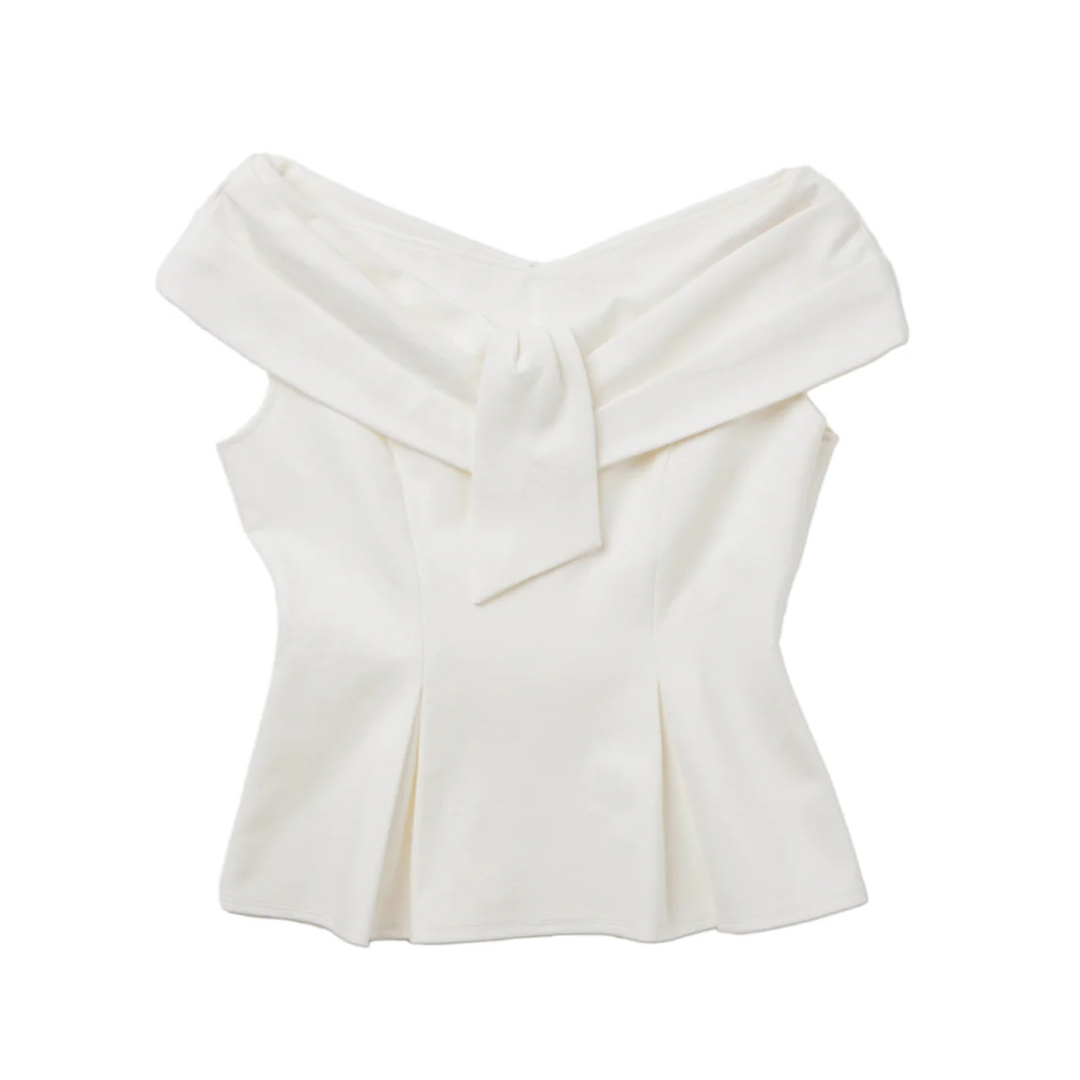 Her lip to(ハーリップトゥ)のLily Shawl Peplum Top(White/S) レディースのトップス(カットソー(半袖/袖なし))の商品写真