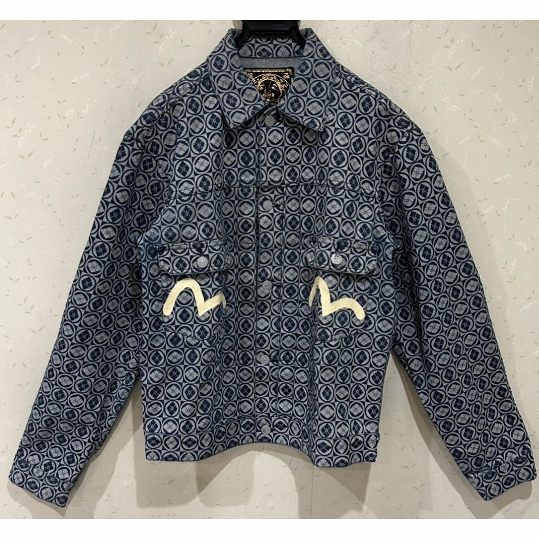 EVISU - *エヴィス EVISU 家紋 総柄 カモメ デニム ジャケット EVISU - *エヴィス EVISU 家紋 総柄 カモメ デニム ジャケット