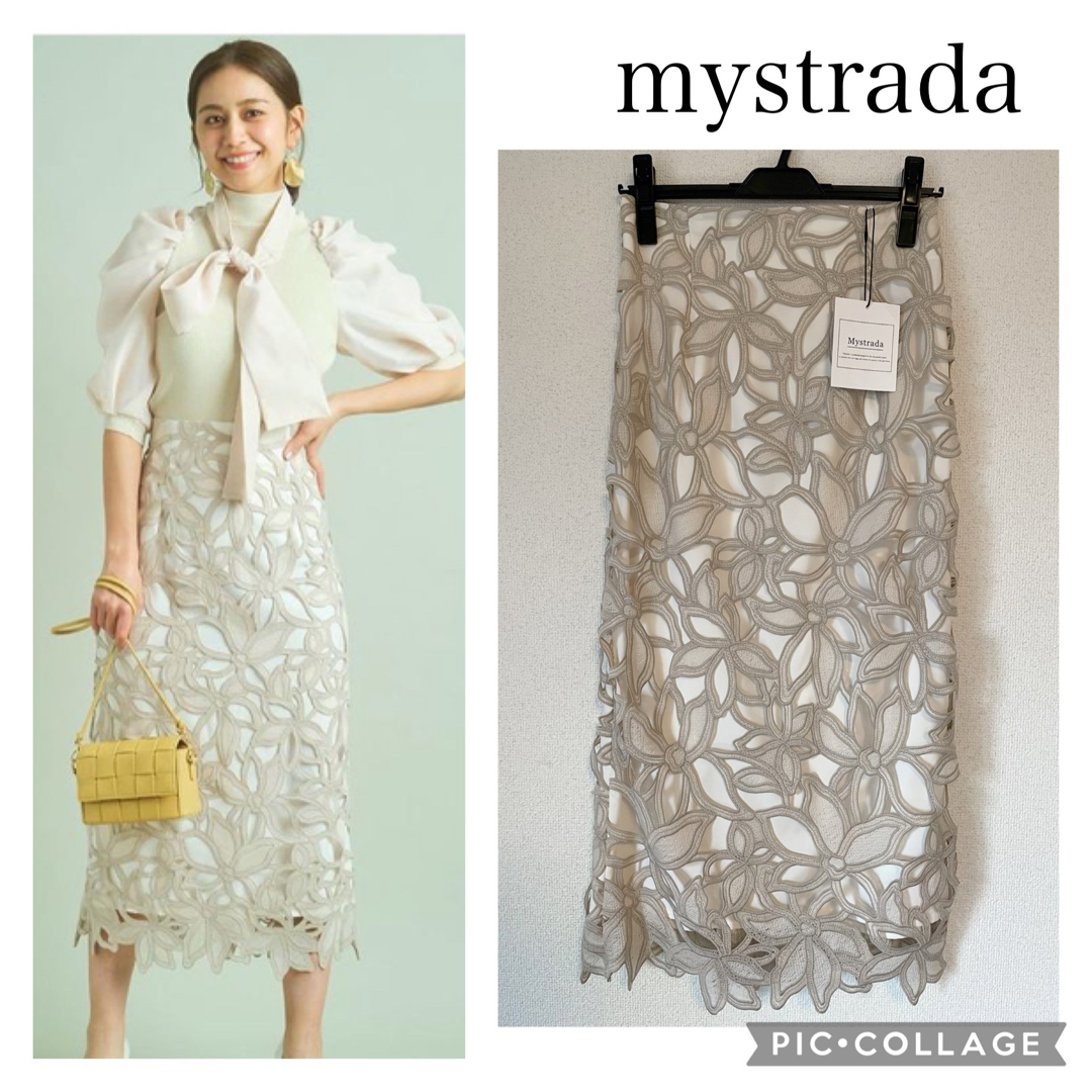 Mystrada(マイストラーダ)のMystrada マイストラーダ  クレマチスレーススカート レディースのスカート(ひざ丈スカート)の商品写真