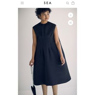 シー(SEA)のSEA ヘビーサテンドレス　ネイビー　HEAVY SATIN DRESS(ロングワンピース/マキシワンピース)