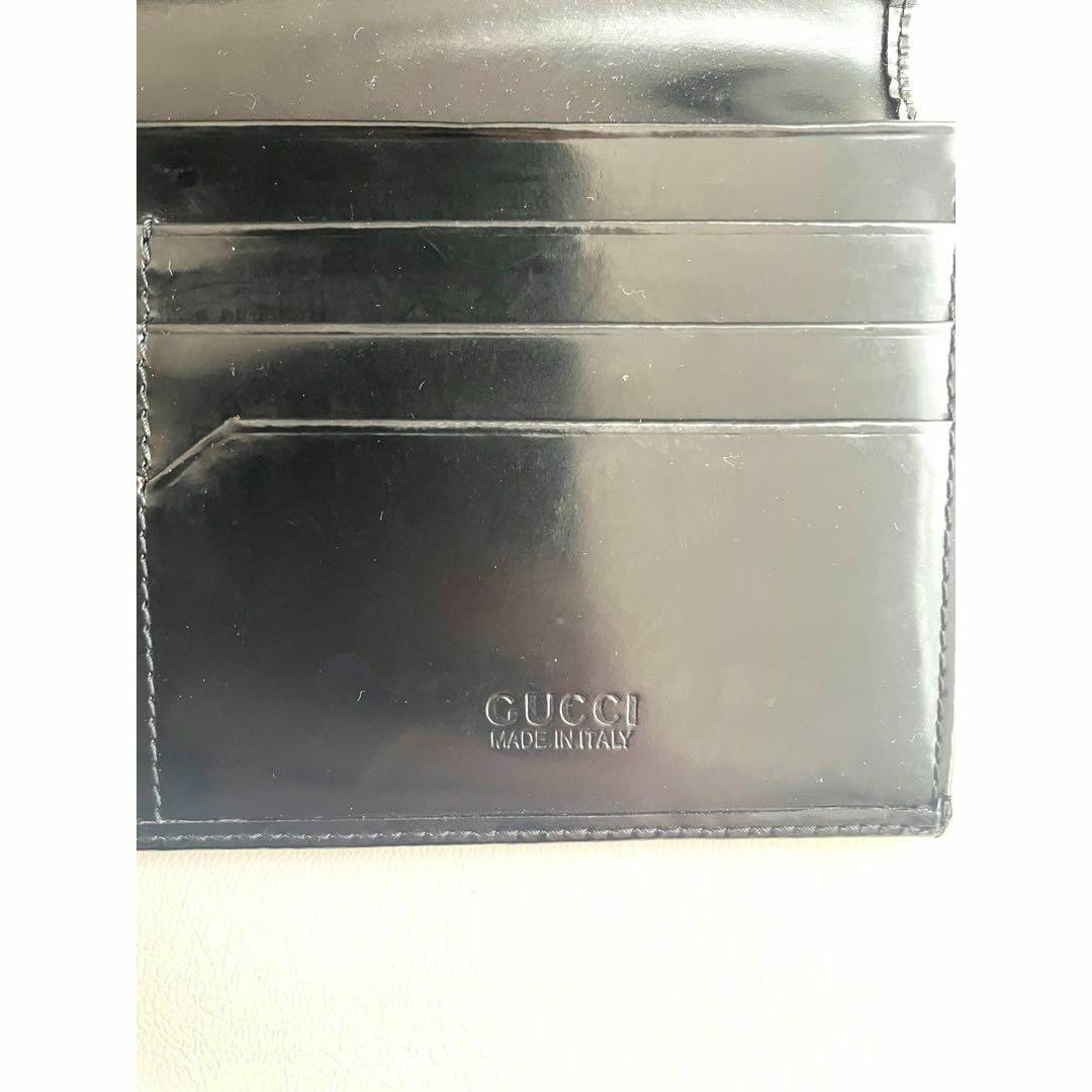 Gucci(グッチ)のGUCCI グッチ　長財布　定期入れ　ブラック　エナメル　レディース　財布　黒 レディースのファッション小物(財布)の商品写真