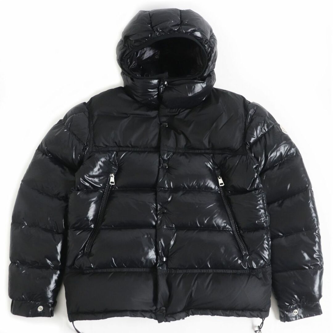 美品□MONCLER/モンクレール TANY GIUBBOTTO ロゴワッペン付き フーデッド WZIP ダウンジャケット ブラック 1 国内正規品 ブルガリア製