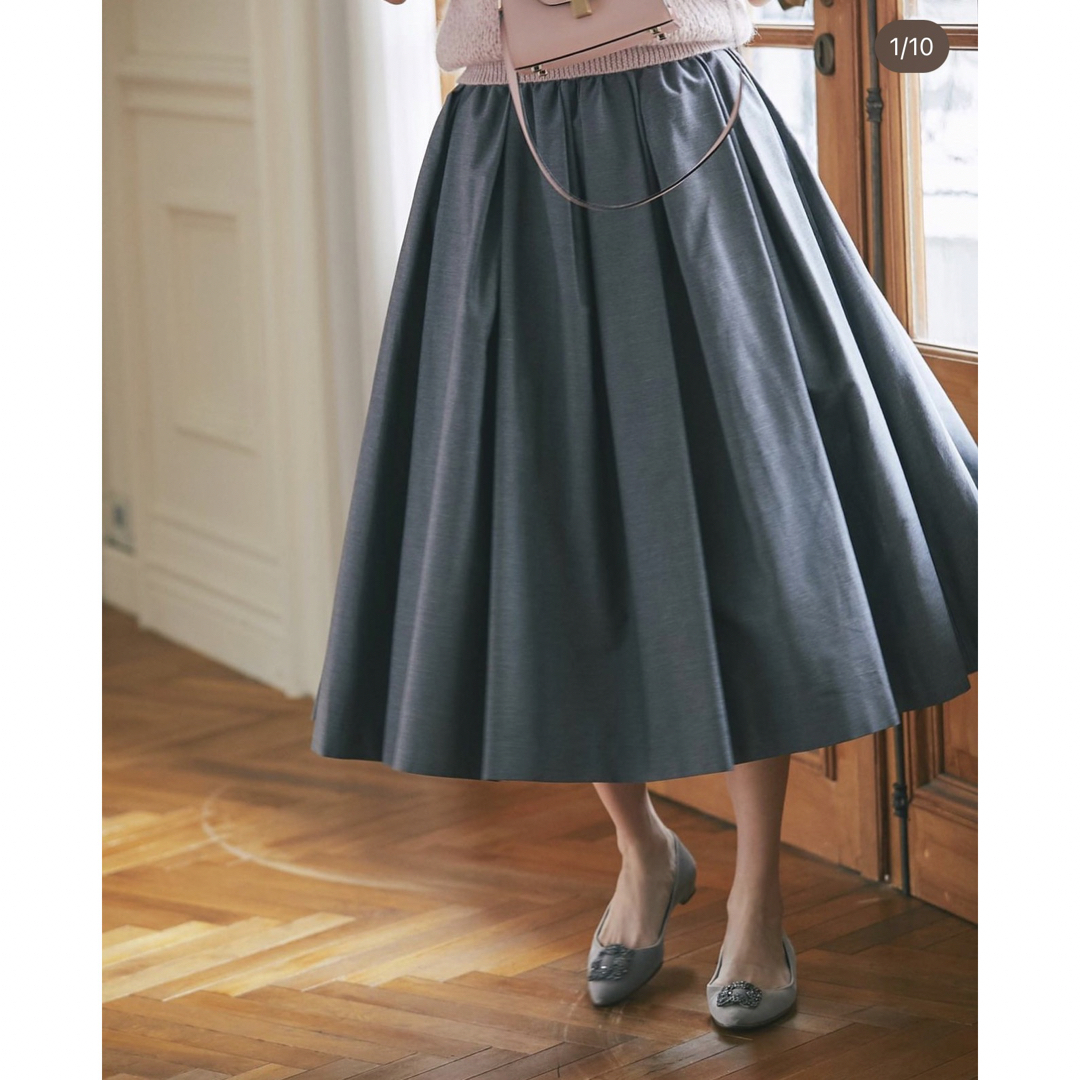 TSURU by Mariko Oikawa(ツルバイマリコオイカワ)のセブンテン　オックススカート/グレー/Mサイズ レディースのスカート(ロングスカート)の商品写真