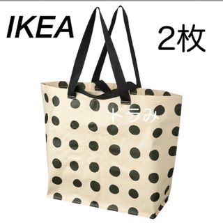 イケア(IKEA)のIKEA　イケア　セックシェラ　キャリーバッグ　水玉柄　2枚(エコバッグ)