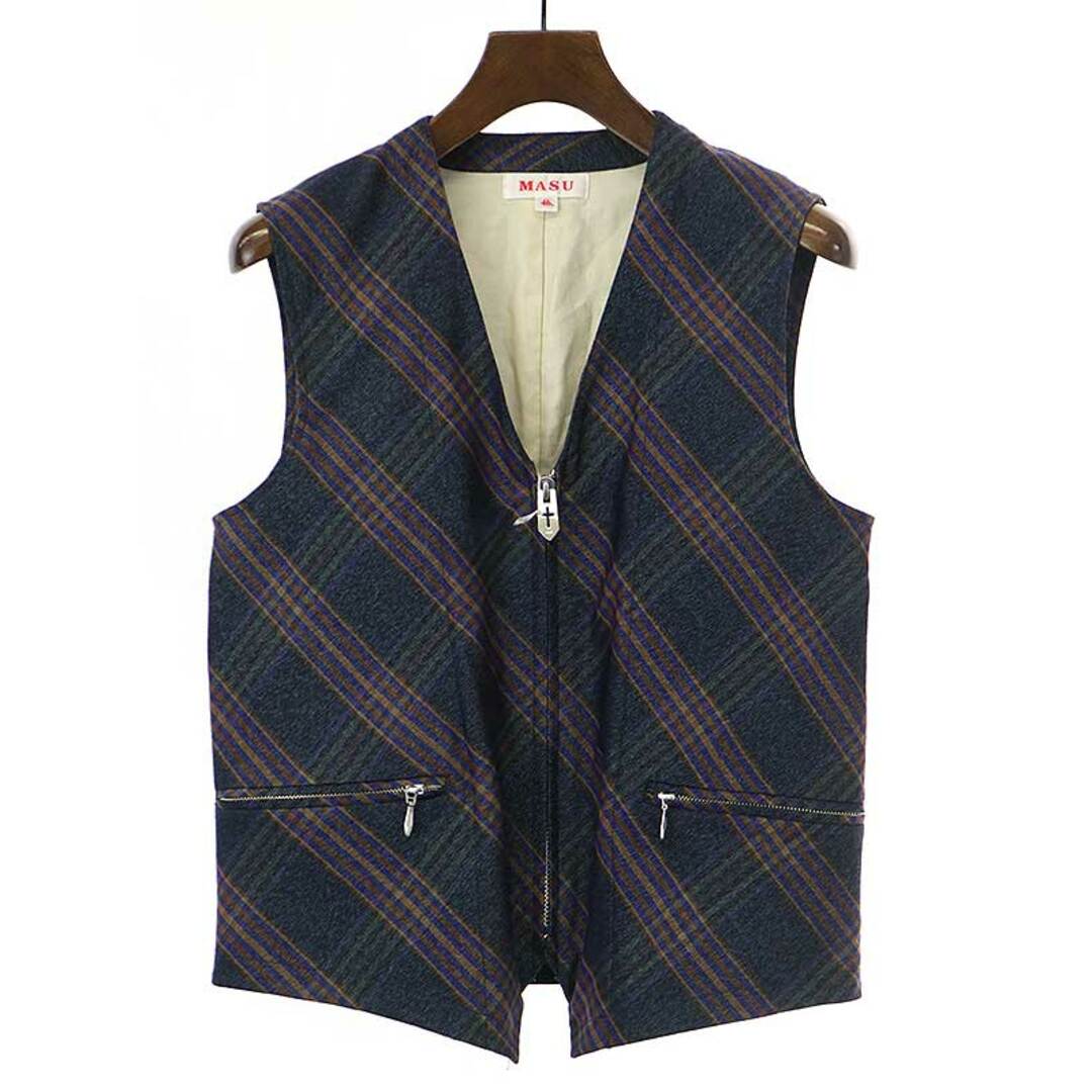 MASU エム ZIP-UP BIAS VEST ジップアップチェックベスト