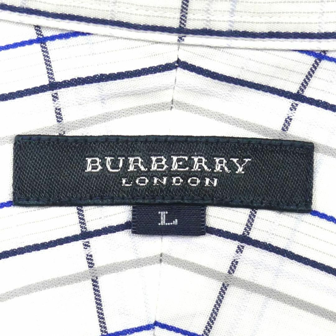 BURBERRY BLACK LABEL(バーバリーブラックレーベル)の日本製 バーバリーロンドン チェックシャツ L メンズ 長袖 白 X6829 メンズのトップス(シャツ)の商品写真