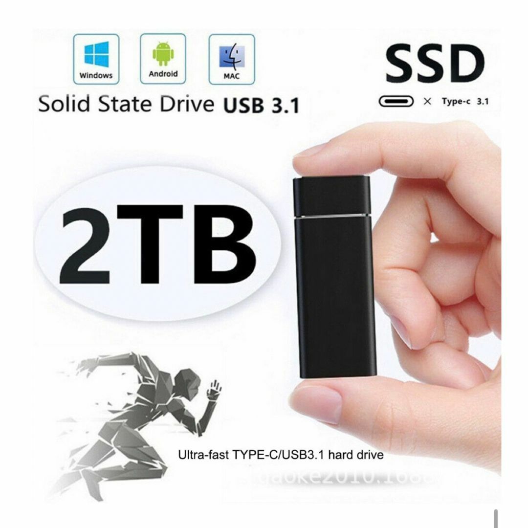 外付けSSD シルバー　ポータブル Type-C 【2TB】 4