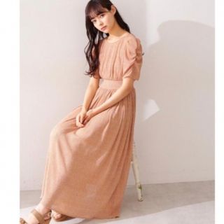 ジルスチュアート(JILLSTUART)のジルスチュアート　パワショルワンピース　ベージュ　オレンジ(ひざ丈ワンピース)