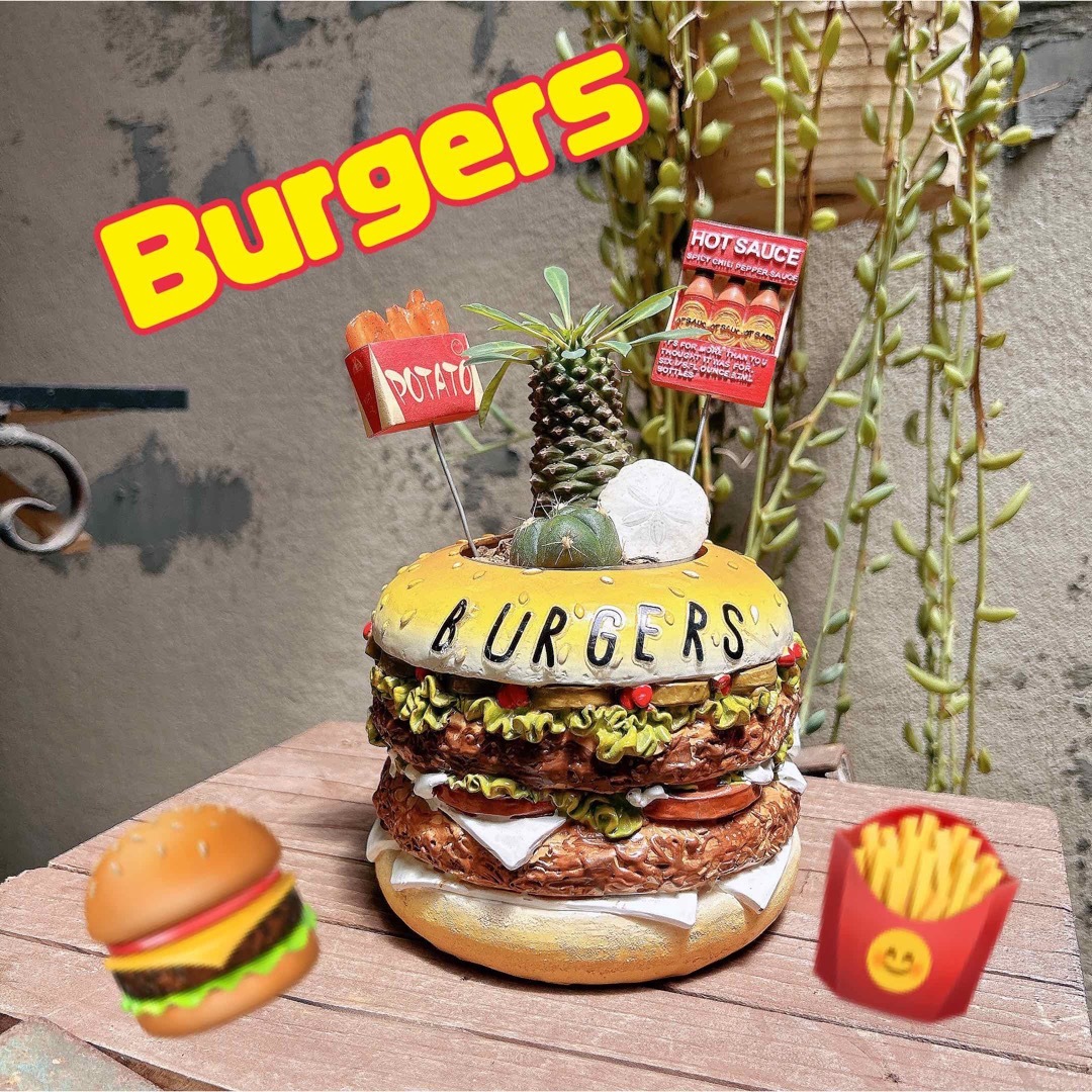 ✢from九十九里浜✢ アメリカンダイナー ハンバーガー ディスプレイプランター