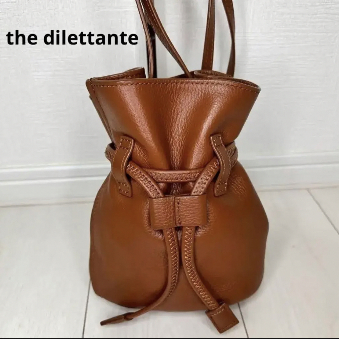 【美品】THE DILETTANTE オールレザー 巾着バッグ
