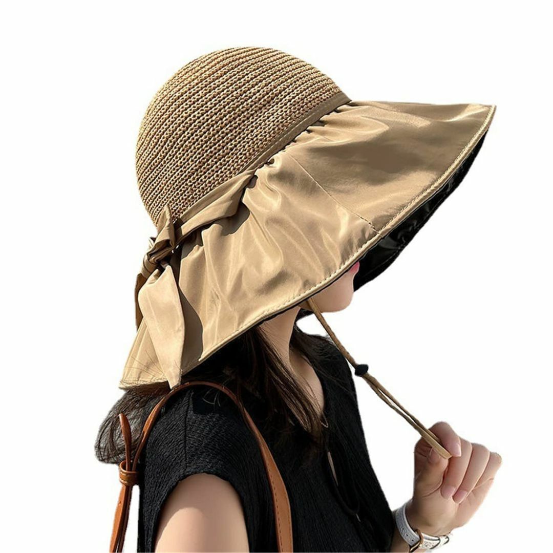 【色: カーキ】[Lhyxuuk] 帽子 レディース ハット日焼け防止 UVカッ