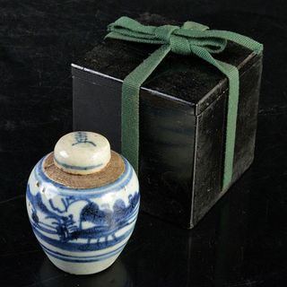 中国 染付 山水文 茶壷 茶心壷 時代箱付 V R5973の通販 by 中国 染付 山水文 茶壷 茶心壷 時代箱付 V R5973の通販 by