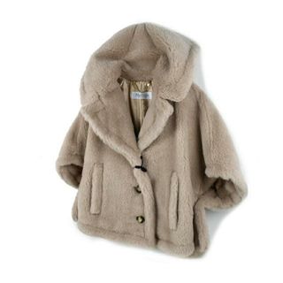 マックスマーラ(Max Mara)のMax Mara マックスマーラ CAMBUSA1 テディベア ケープジャケット レディース イタリア正規品 新品 サンド(毛皮/ファーコート)