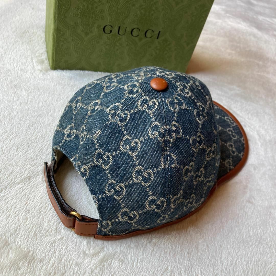 Gucci(グッチ)の1201 グッチ GUCCI GG キャップ レザー ブルー ユニセックス  M レディースの帽子(キャップ)の商品写真