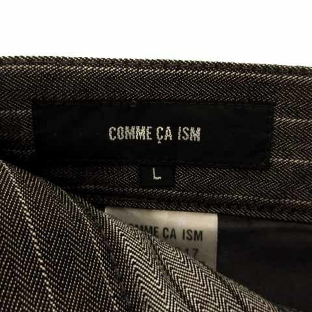 COMME CA ISM(コムサイズム)のコムサイズム パンツ デニム ストレート コットン混 ストライプ 茶 白 L メンズのパンツ(スラックス)の商品写真
