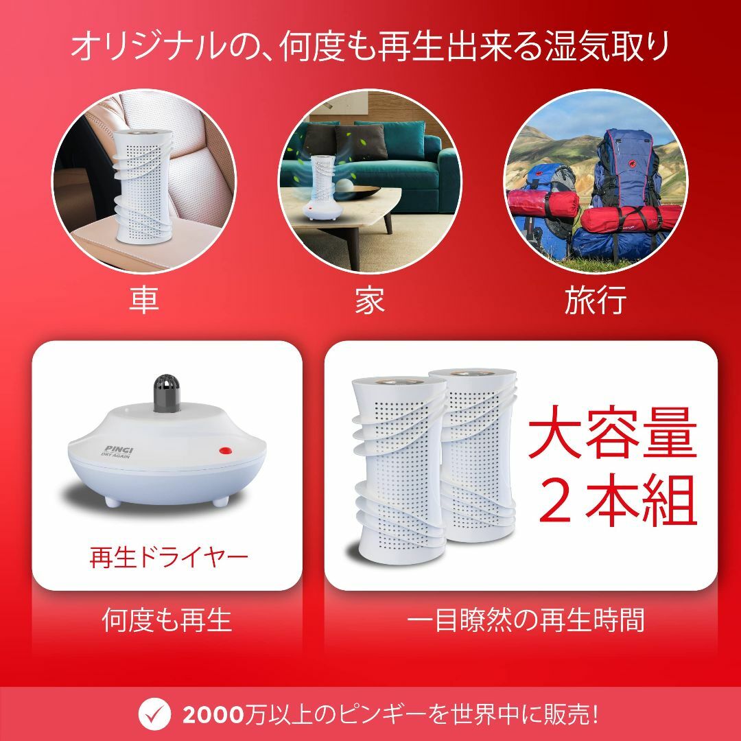 ピンギー ドライアゲイン コードレス除湿器２個セットピンギー 除湿