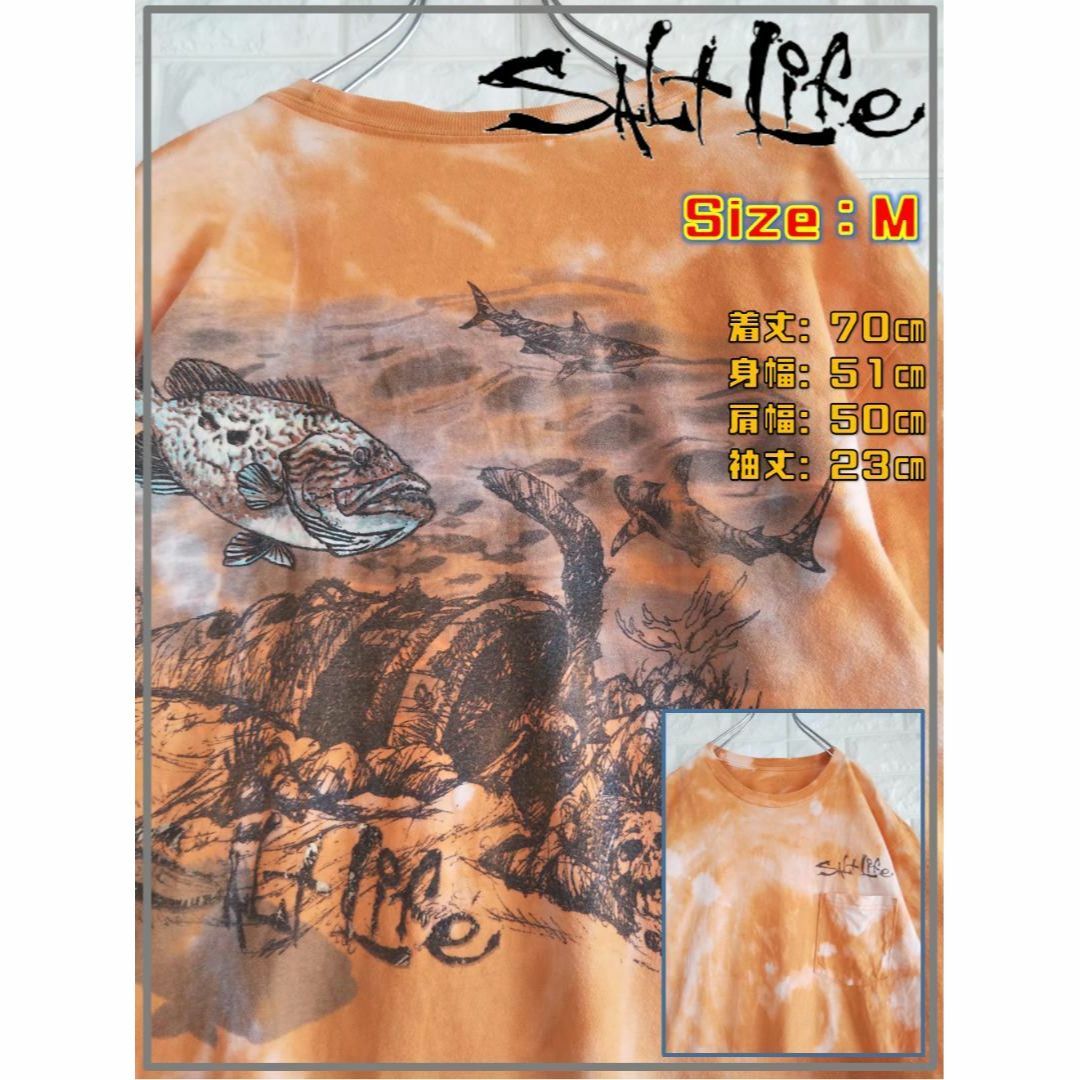 【00s】Salt Life 米国輸入 デカロゴ タイダイ Ｔシャツ　3281 メンズのトップス(Tシャツ/カットソー(半袖/袖なし))の商品写真