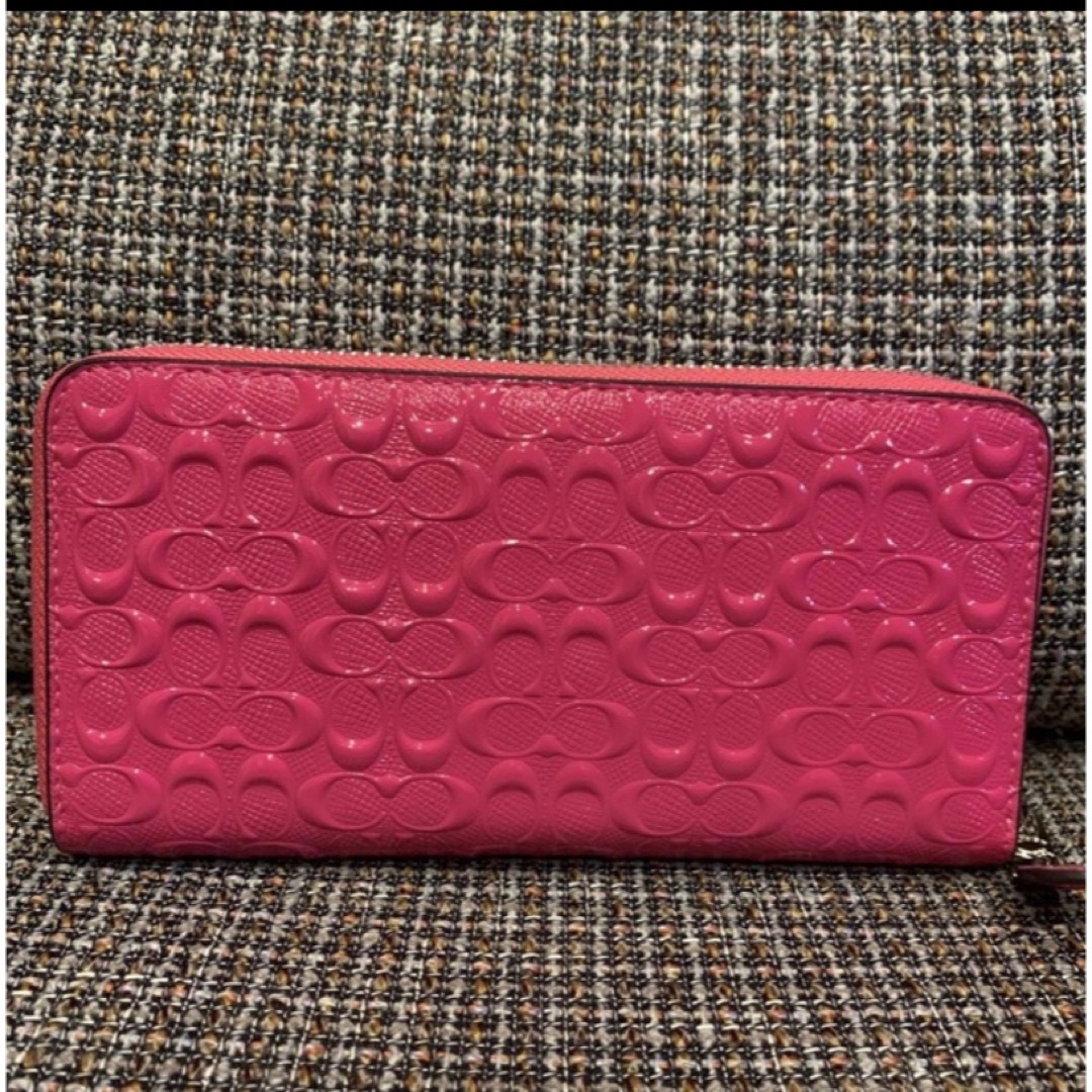 贅沢屋の 長財布 コーチ COACH シグネチャー ピンク エナメル 長財布