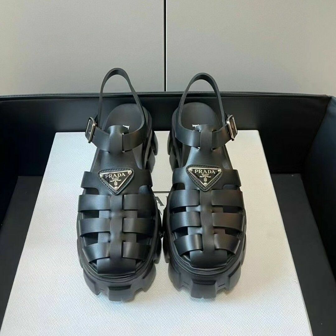 PRADA プラダ ラバーサンダル 黒36サイズ