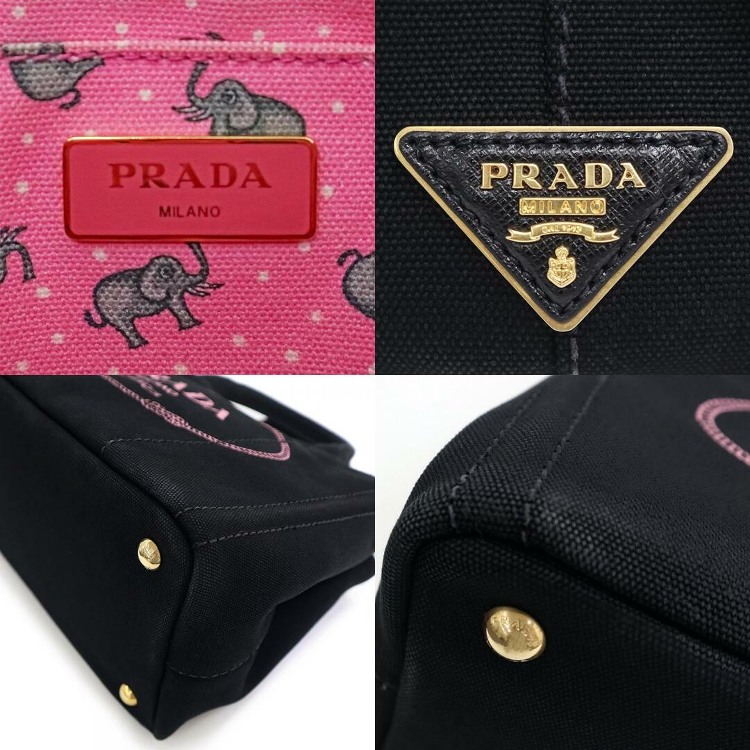 プラダ カナパ CANAPA 2WAY 斜め掛け ショルダー ハンドバッグ 象 ぞう エレファント 水玉 キャンバス NERO ネロ BEGONIA ベゴニア ブラック ピンク 黒 1BG439 PRADA(中古)