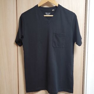 グローバルワーク(GLOBAL WORK)のGLOBAL WORK グローバルワーク Vネック 胸ポケ Tシャツ ブラック(Tシャツ/カットソー(半袖/袖なし))