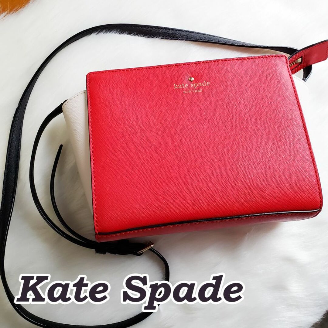 Kate spade ショルダーバック ケイトスペード 赤 白　美品・ 1