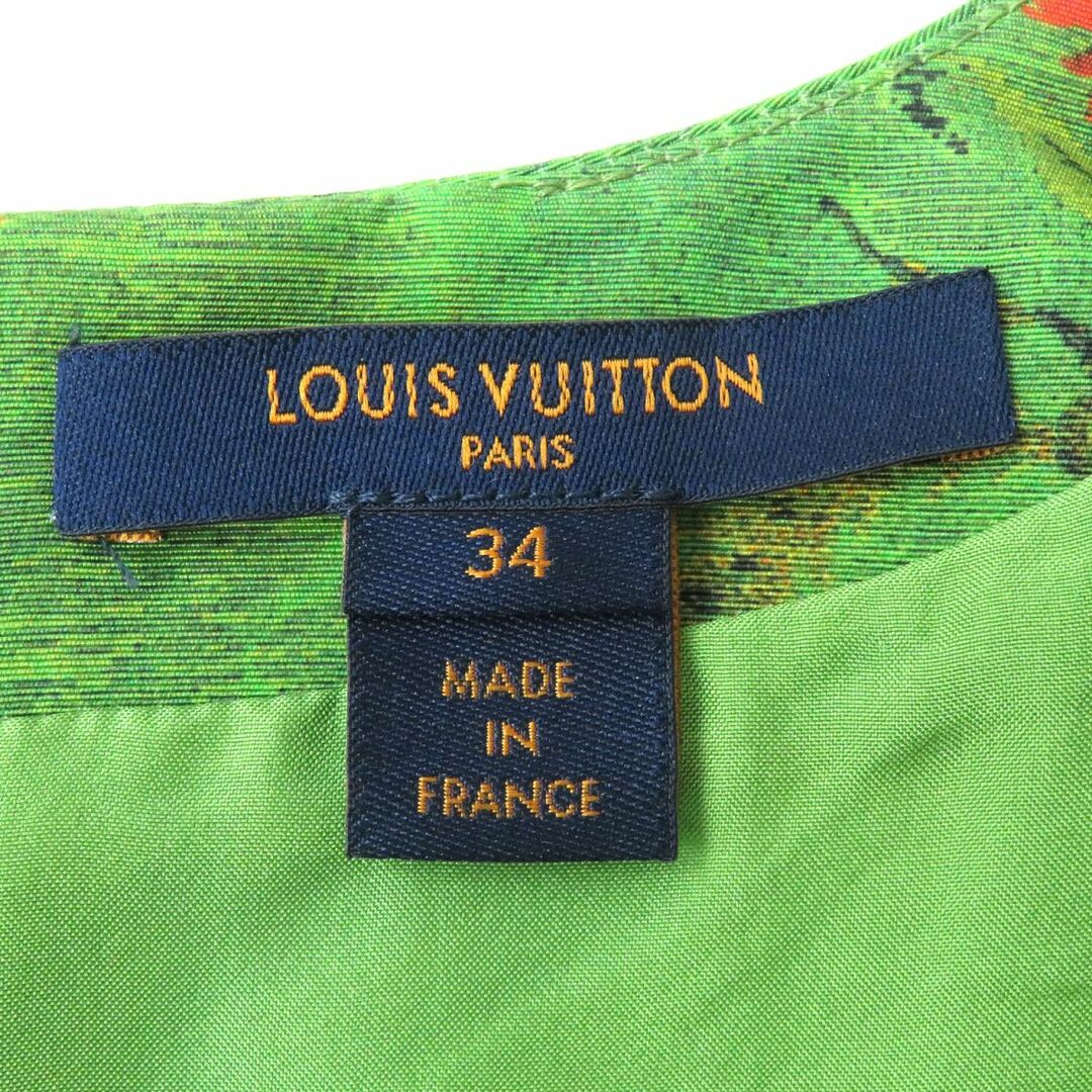 LOUIS VUITTON(ルイヴィトン)の極美△正規品 LOUIS VUITTON ルイヴィトン 18SS フラワープリント／花柄 シルク100％ ノースリーブ ワンピース グリーン×マルチ 34 仏製 レディースのワンピース(ミニワンピース)の商品写真