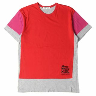 コムデギャルソン(COMME des GARCONS)のCOMME des GARCONS コムデギャルソン Tシャツ サイズ:L Merry Happy Crazy Colour パネル 切替 OF-T017 10AW クリスマス キャンペーン 限定 メリー ハッピー クレイジー カラー レッド グレー ピンク 日本製 トップス カットソー 半袖 【メンズ】【中古】(Tシャツ/カットソー(半袖/袖なし))