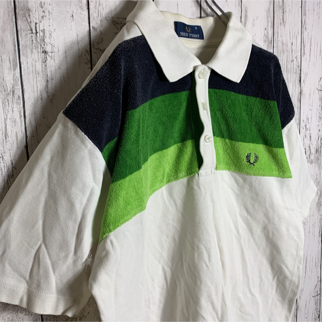 FRED PERRY(フレッドペリー)の【激レア】古着 90's メンズ ポロシャツ 白 ハーフボタン 超希少 ★1点物 メンズのトップス(ポロシャツ)の商品写真