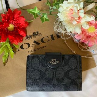 COACH 二つ折り財布 C0082 ブラックスモークブラック