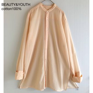 ビューティアンドユースユナイテッドアローズ(BEAUTY&YOUTH UNITED ARROWS)の305B&Yシアーコットン100％オーバーサイズバンドカラーシャツオレンジ(シャツ/ブラウス(長袖/七分))