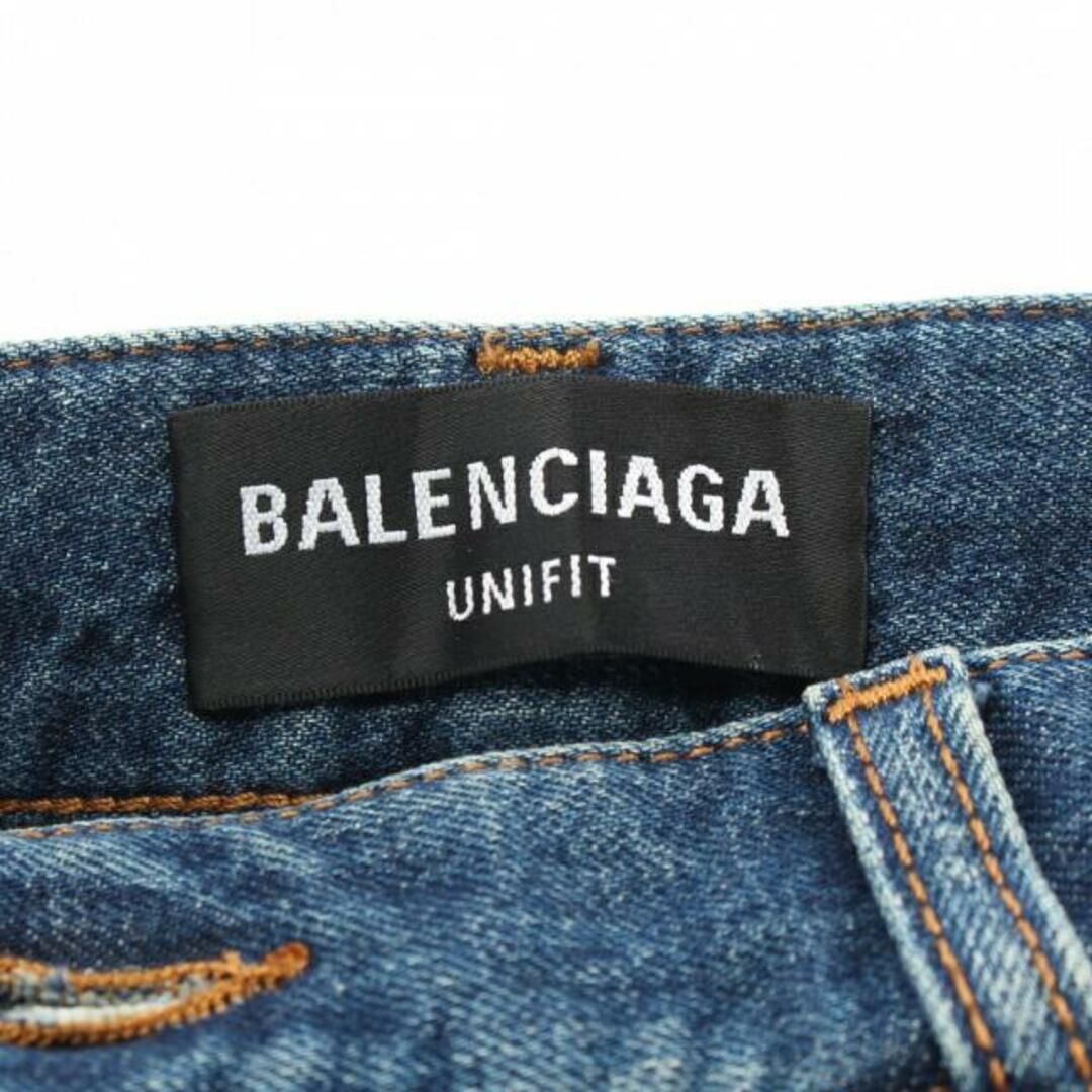 Balenciaga(バレンシアガ)の ワイド デニムパンツ インディゴブルー ダメージ加工 レディースのパンツ(デニム/ジーンズ)の商品写真