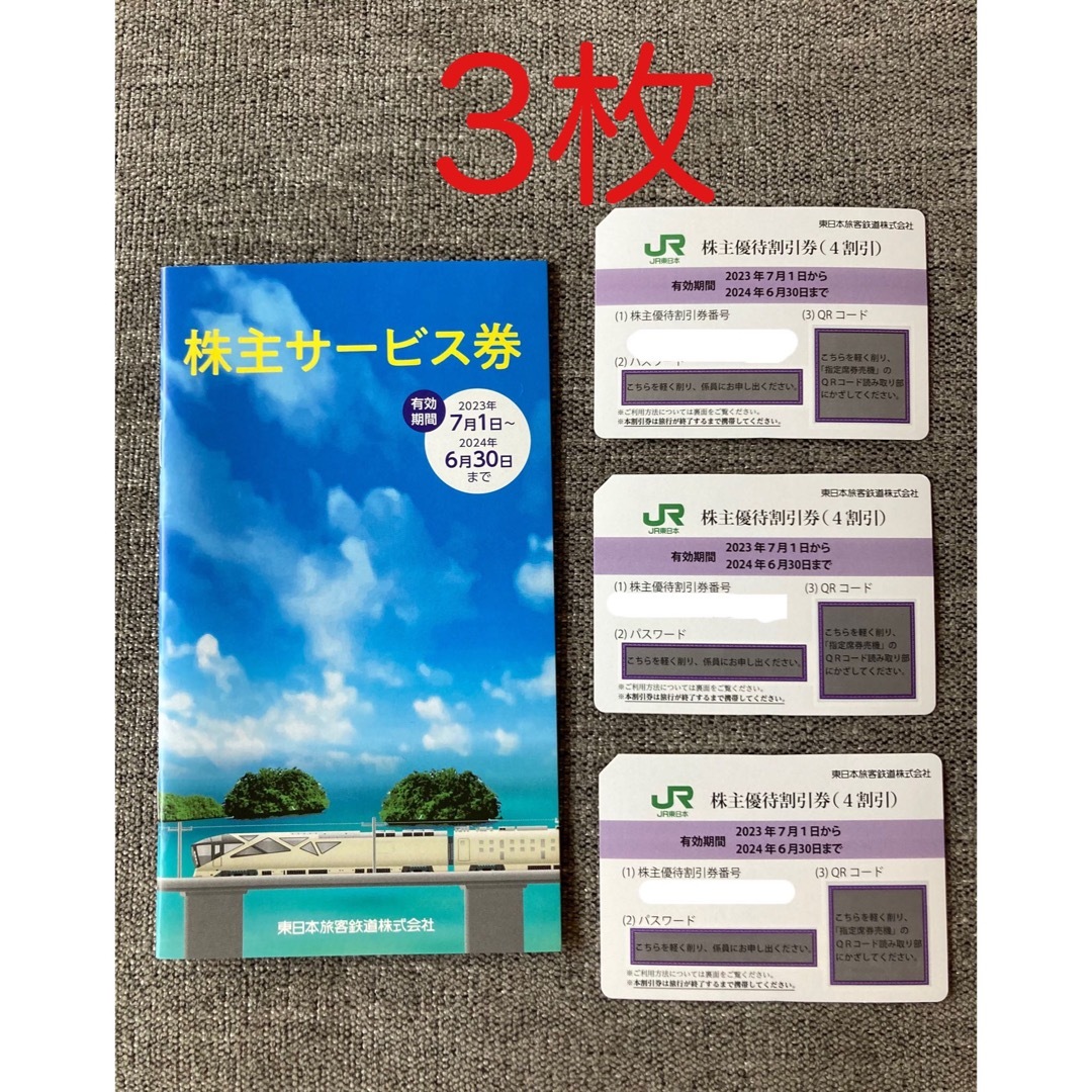 JR東日本株主優待券 3枚 株主サービス券 1冊 東日本旅客鉄道株主優待乗車券/交通券