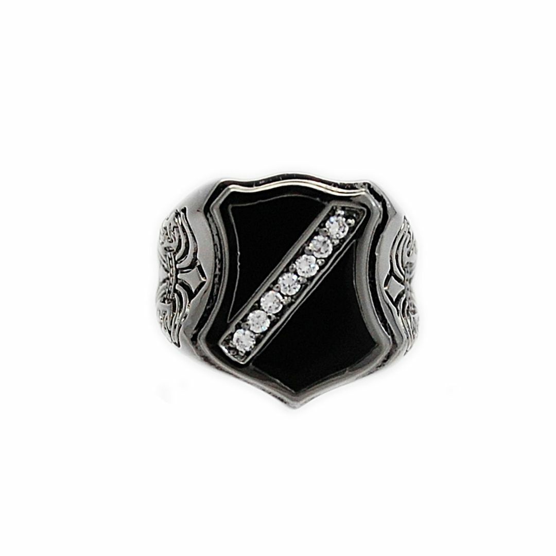 シールド ジルコニア ルテニウムメッキ 真鍮 リング ND-R022 メンズのアクセサリー(リング(指輪))の商品写真