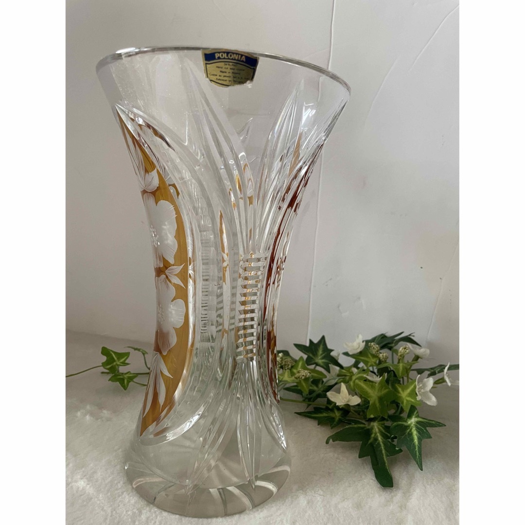 匿名配送　POLONIA 花瓶　25㎝　クリスタル花瓶　カットグラス　フラワー 1