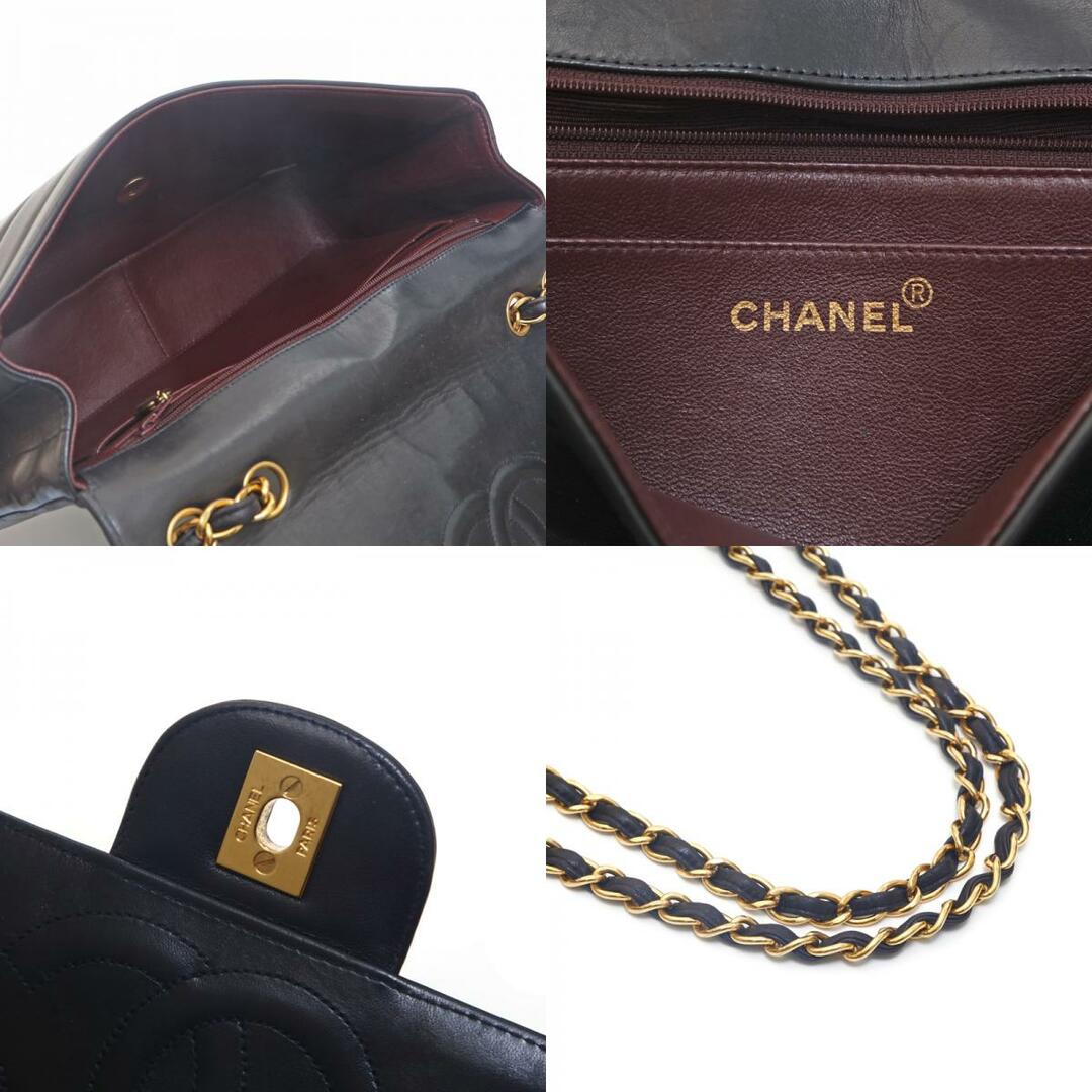 シャネル CHANEL ココマーク ボーダーステッチ ラムスキン チェーン ショルダーバッグ