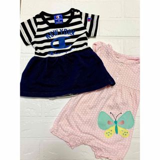 チャンピオン(Champion)の女の子　ベビー服　2点セット(ロンパース)