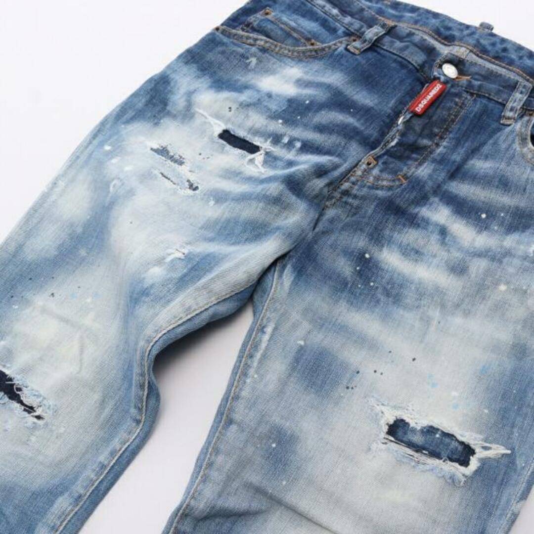 SKATER JEAN LIGHT PAINT FADE DOWN WASH デニムパンツ ブルー ダメージ加工