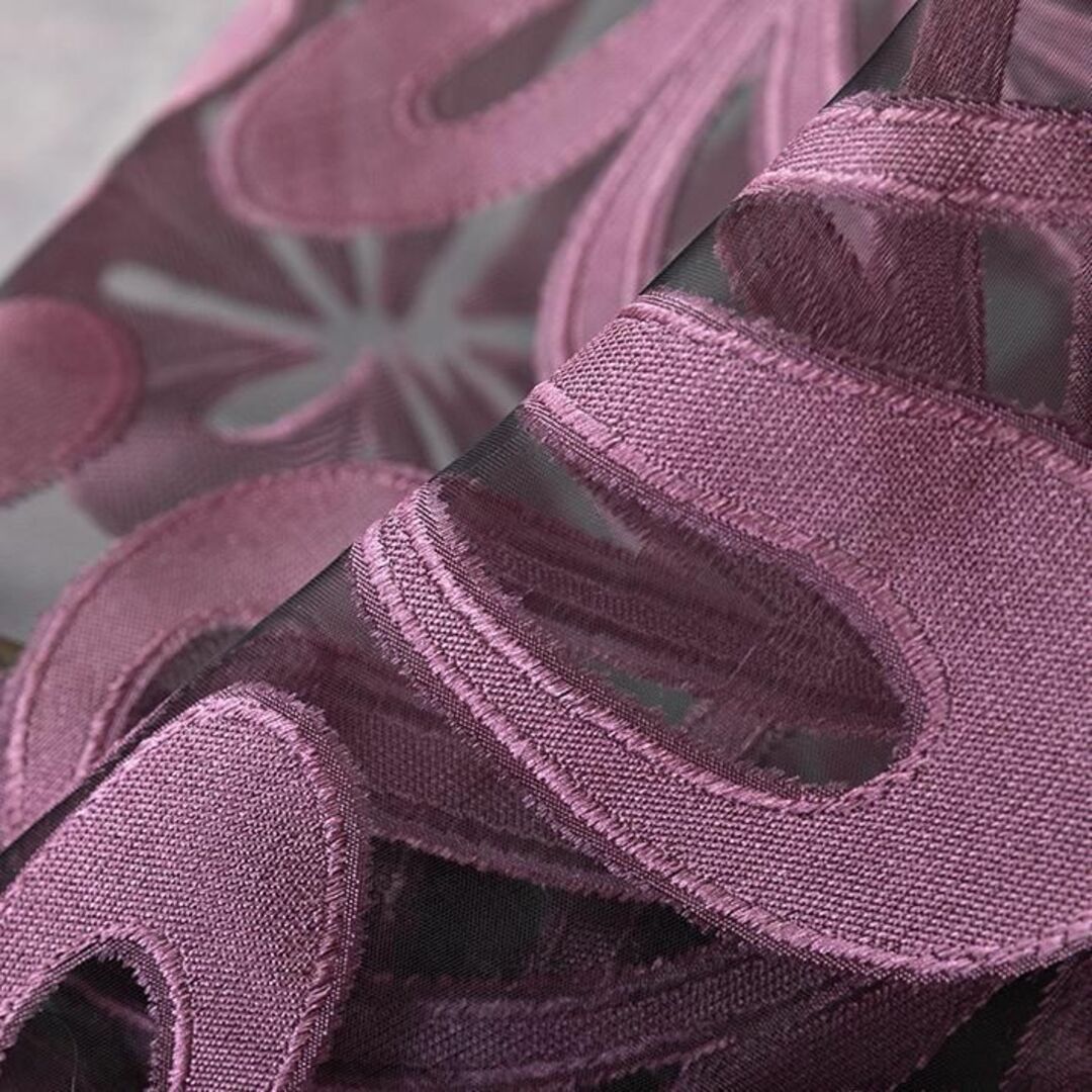 レースカーテン 1枚3D パープルb 紫 のれん  モダン ミラー インテリア/住まい/日用品のカーテン/ブラインド(レースカーテン)の商品写真