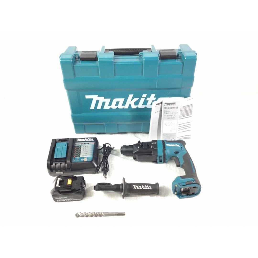 ☆比較的綺麗☆makita マキタ 18V 18mm充電式ハンマドリル HR182D バッテリー1個(18V 6.0Ah) 充電器 ケース付  SDSプラスシャンク 74201