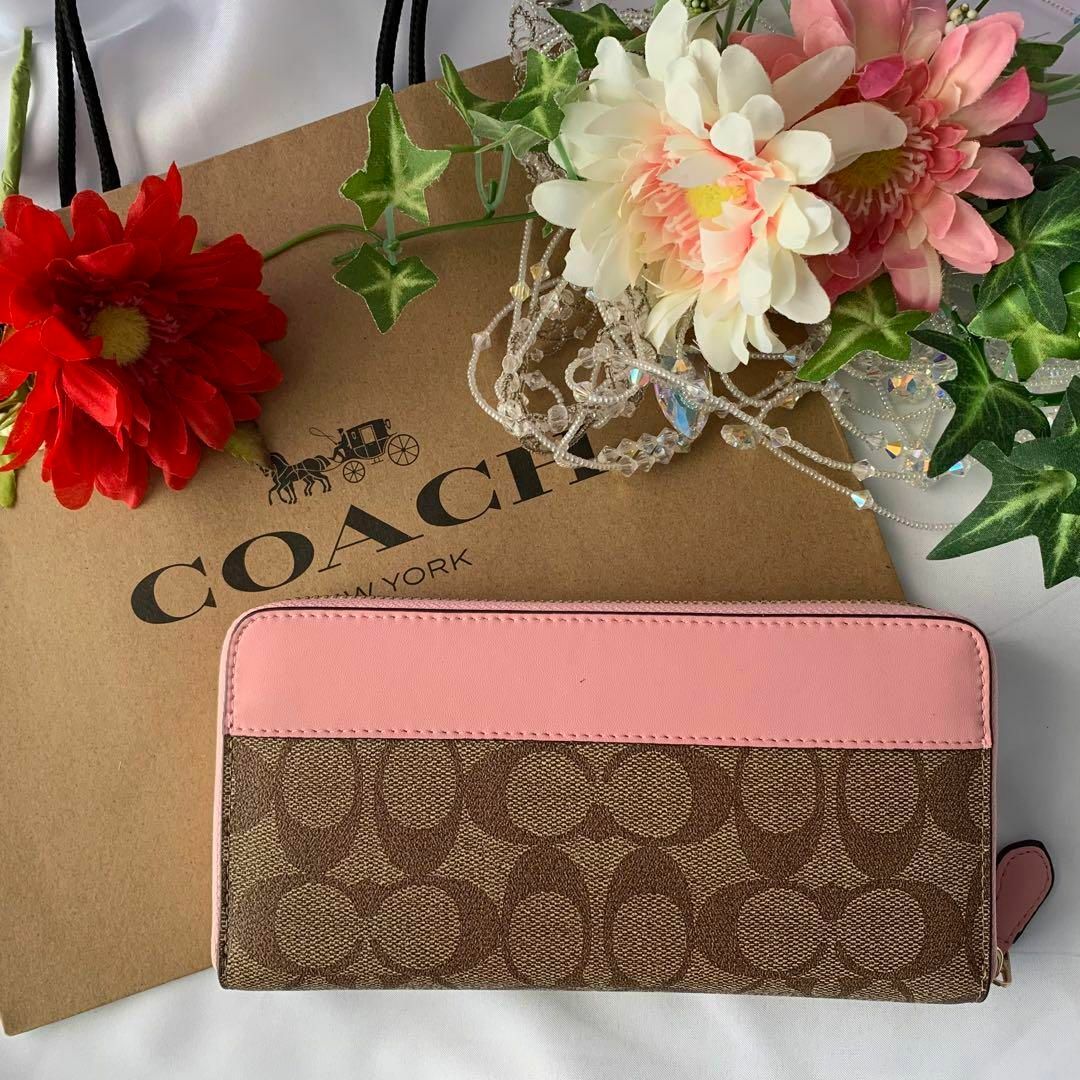 【大人気】COACH コーチ 財布 長財布 ピンク