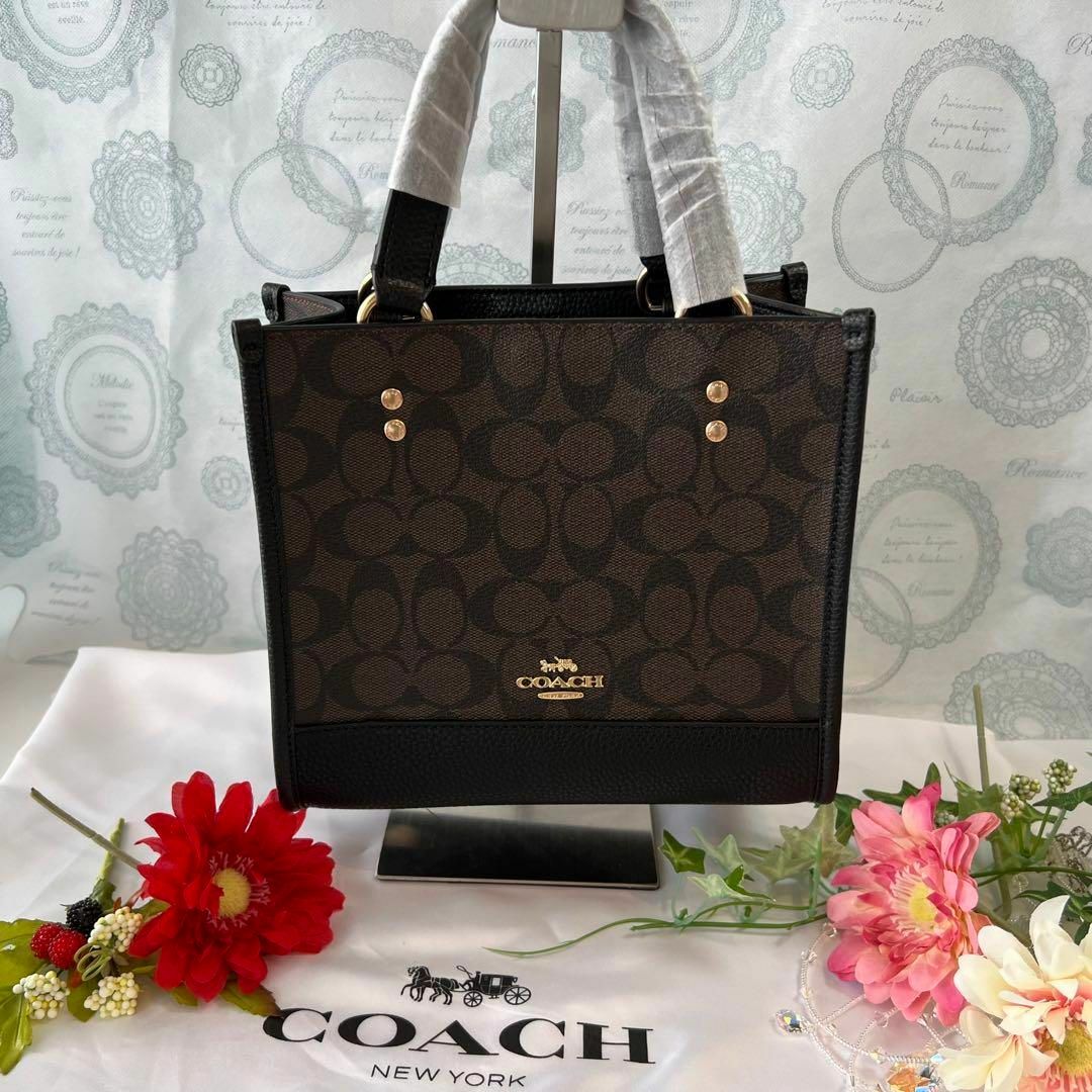 COACH コーチ ショルダーバック シグネチャー ダークブラウン